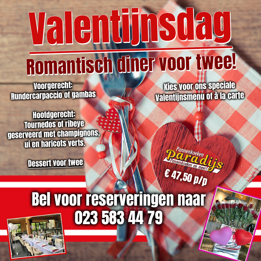 Romantisch dineren op Valentijnsdag